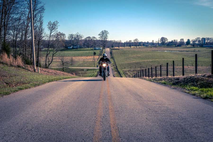 riding Triumph Motorcycle in Southern Kentucky
